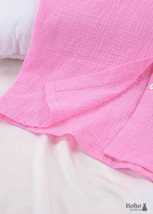 Boho Sleepwear, Pajamas Set, Lucy Cotton in Pink and Purple